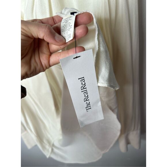 Helmut Lang White Silk Asymmetrical Tunic Blouse Size L Designer Minimalist - Picture 7 of 9